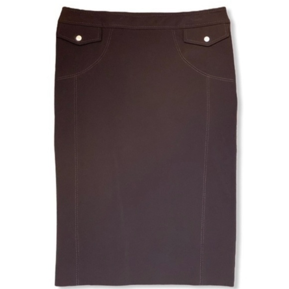 Karen Millen Pencil Skirt Snap Details Brown 6